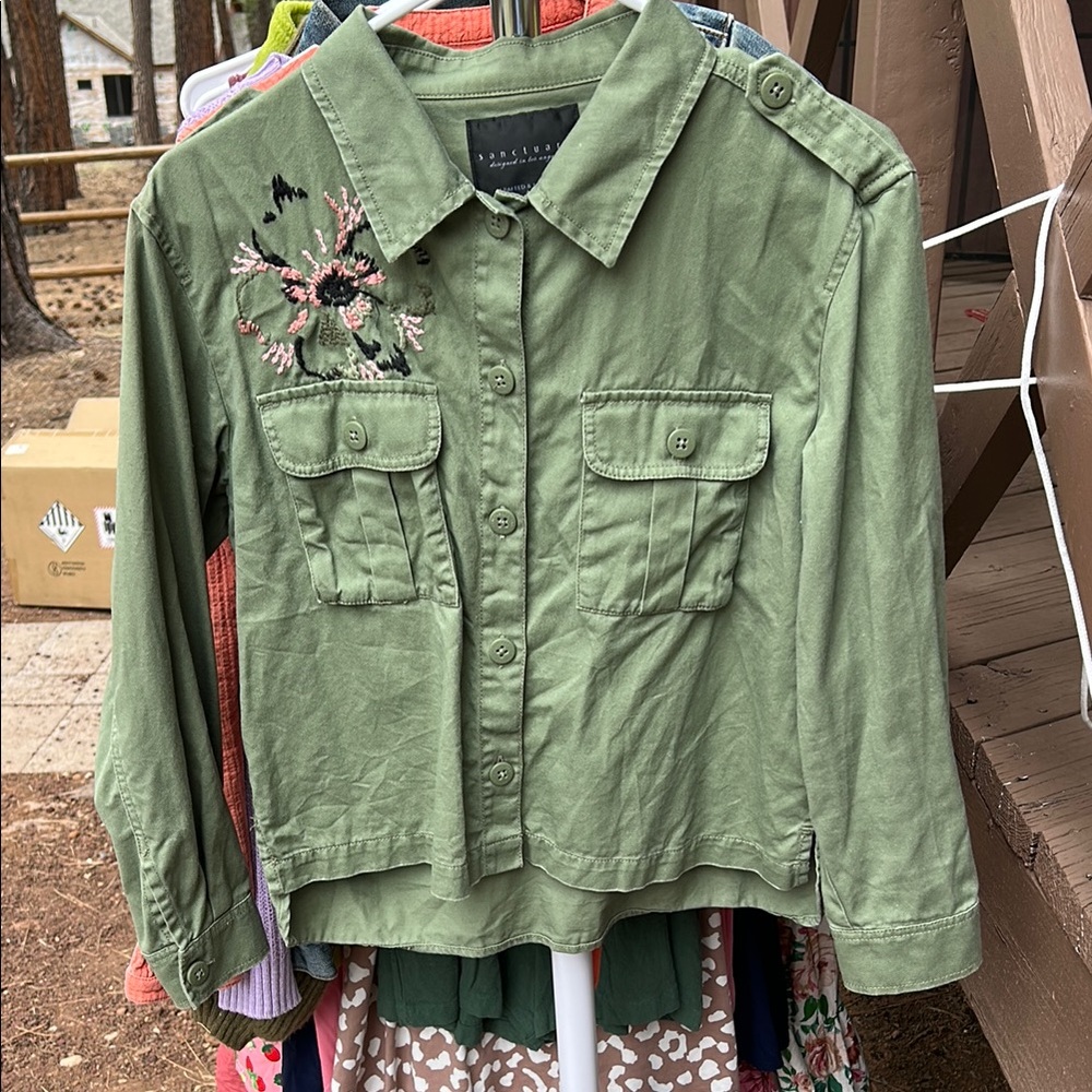 Sanctuary Olive Utility Jacket with Epaulettes
